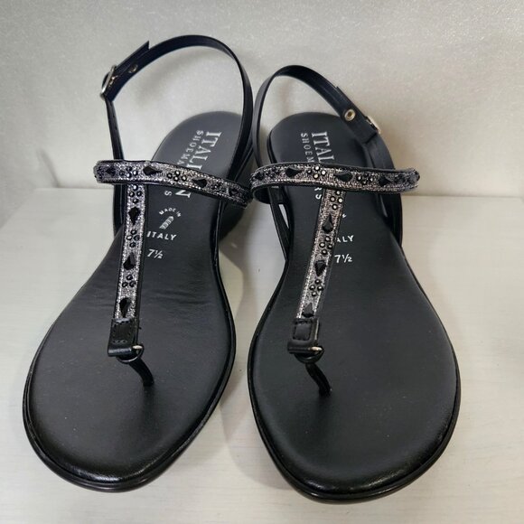 New in Box ITALIAN SHOEMAKERS Black Jeweled Platform Sandal - Picture 2 of 9